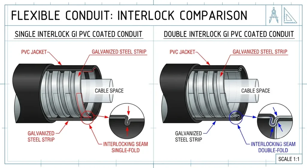 single vs double interlock construction comparison