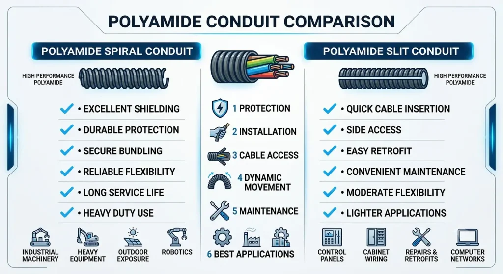 spiral vs slit conduit comparison