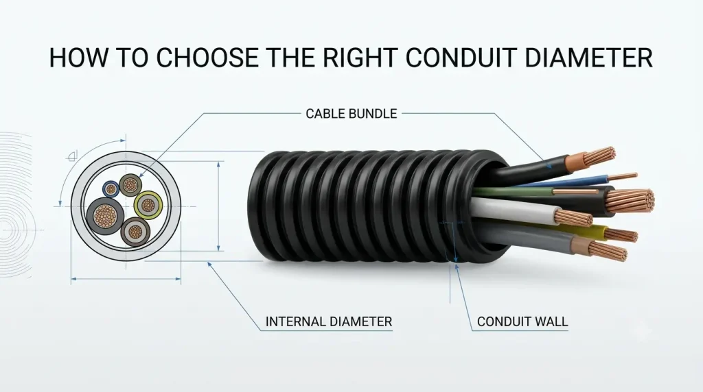 How to choose the right flexible conduit diameter for an industrial cable bundle